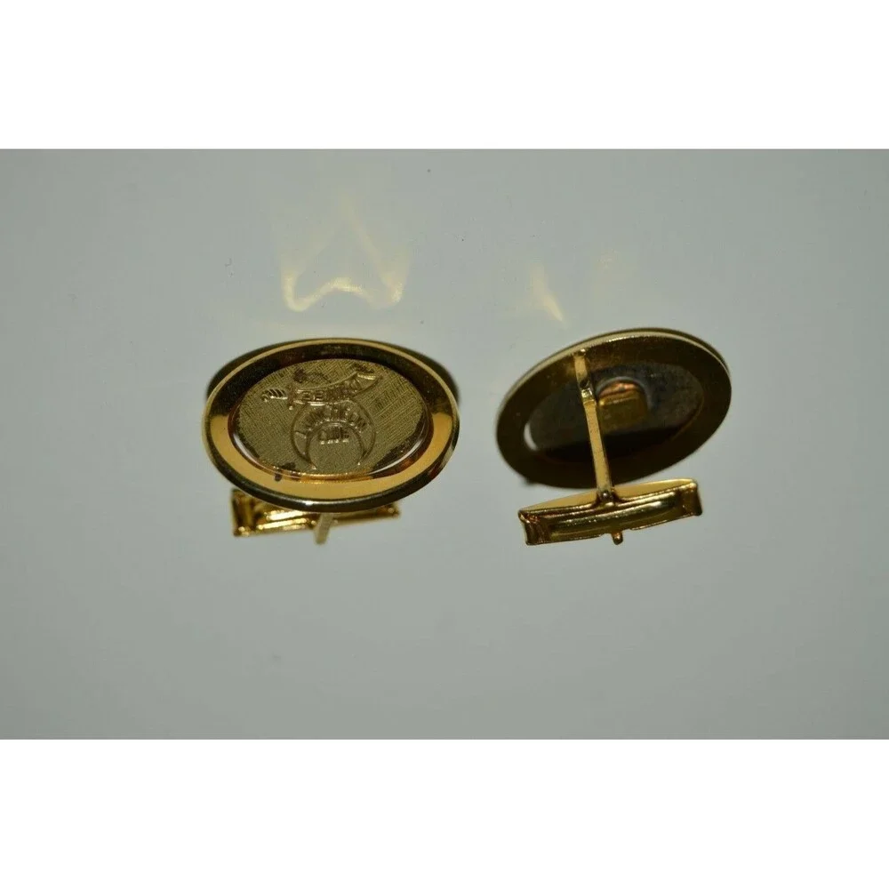 Vintage Oval Masonic Shriners Zembo Luncheon Club Golden Cuff Links RARE